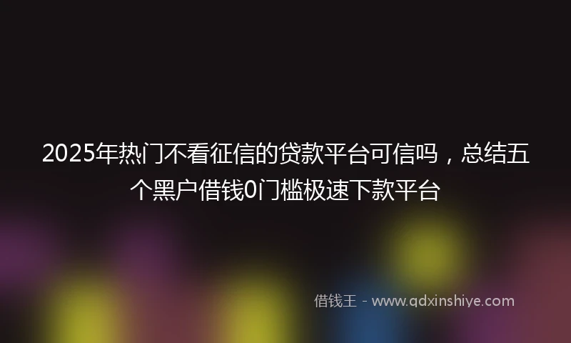 2025年热门不看征信的贷款平台可信吗，总结五个黑户借钱0门槛极速下款平台