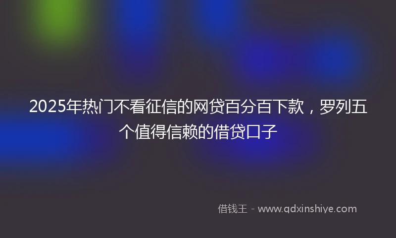 2025年热门不看征信的网贷百分百下款，罗列五个值得信赖的借贷口子