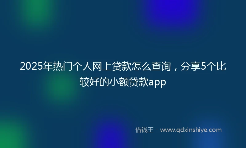 2025年热门个人网上贷款怎么查询，分享5个比较好的小额贷款app