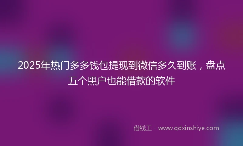 2025年热门多多钱包提现到微信多久到账，盘点五个黑户也能借款的软件
