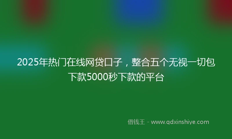 2025年热门在线网贷口子，整合五个无视一切包下款5000秒下款的平台