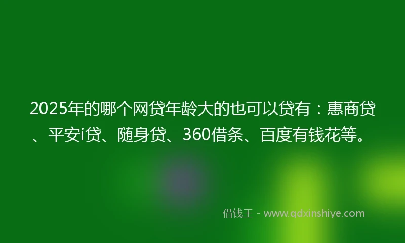 2025年的哪个网贷年龄大的也可以贷有：惠商贷、平安i贷、随身贷、360借条、百度有钱花等。