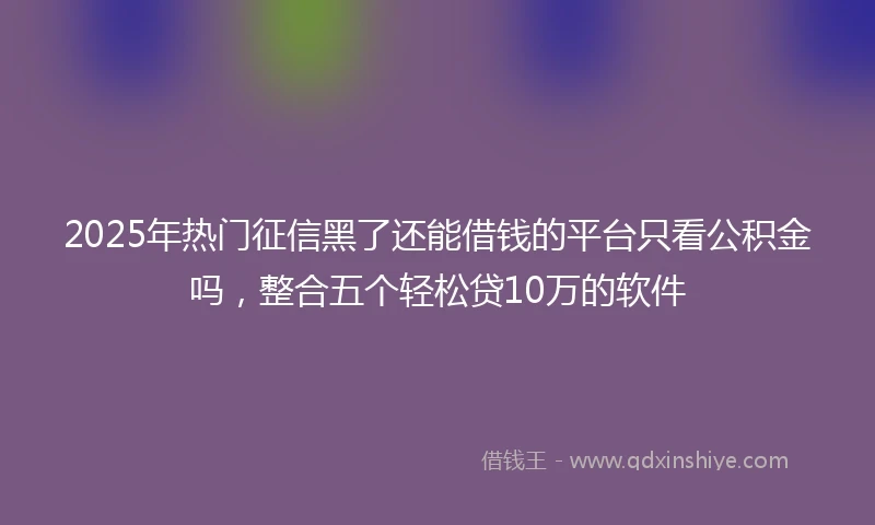 2025年热门征信黑了还能借钱的平台只看公积金吗，整合五个轻松贷10万的软件