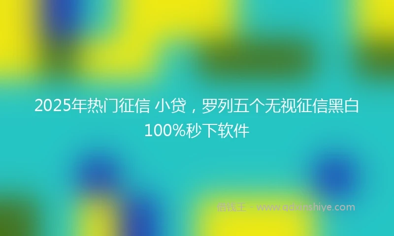 2025年热门征信 小贷，罗列五个无视征信黑白100%秒下软件