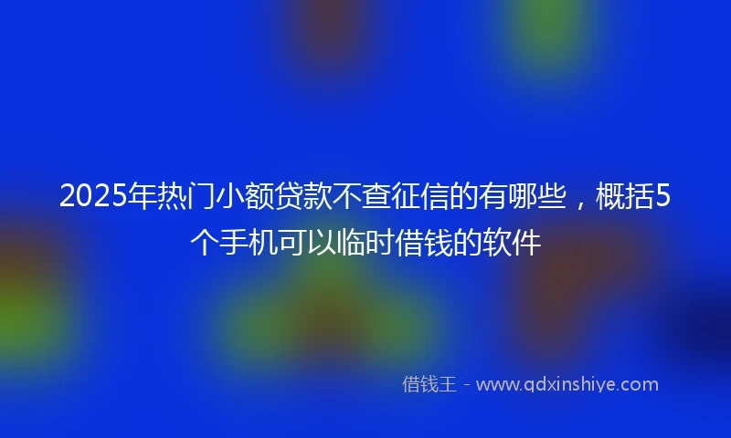 2025年热门小额贷款不查征信的有哪些，概括5个手机可以临时借钱的软件