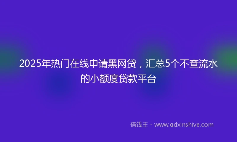 2025年热门在线申请黑网贷，汇总5个不查流水的小额度贷款平台
