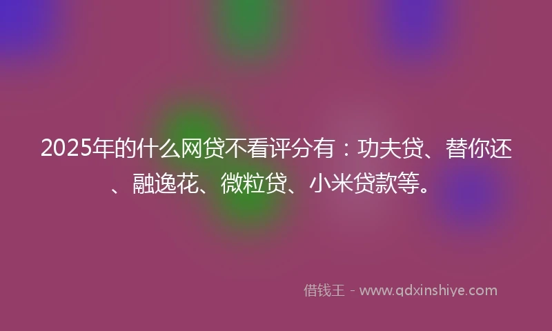 2025年的什么网贷不看评分有：功夫贷、替你还、融逸花、微粒贷、小米贷款等。