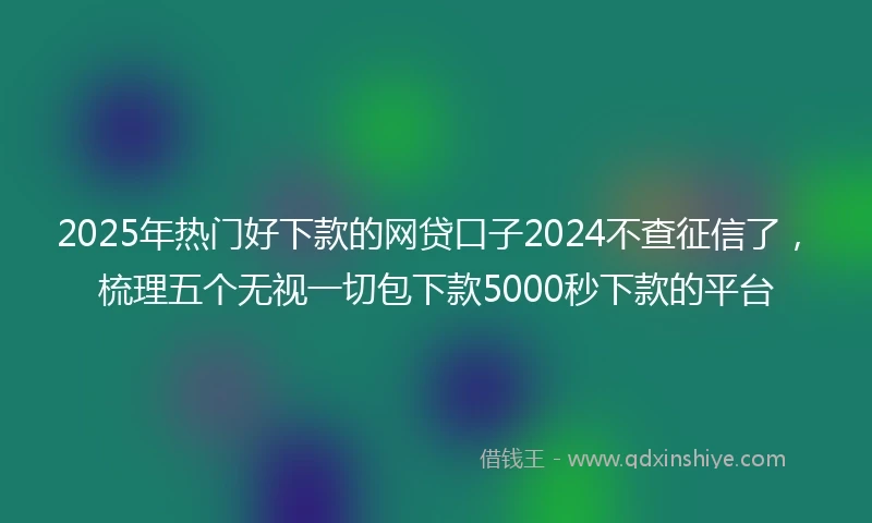 2025年热门好下款的网贷口子2024不查征信了，梳理五个无视一切包下款5000秒下款的平台