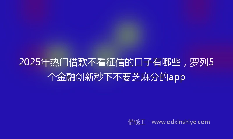 2025年热门借款不看征信的口子有哪些，罗列5个金融创新秒下不要芝麻分的app