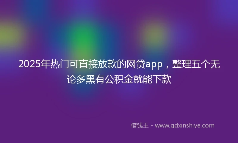 2025年热门可直接放款的网贷app，整理五个无论多黑有公积金就能下款