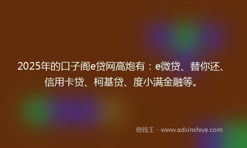2025年的口子阁e贷网高炮有：e微贷、替你还、信用卡贷、柯基贷、度小满金融等。
