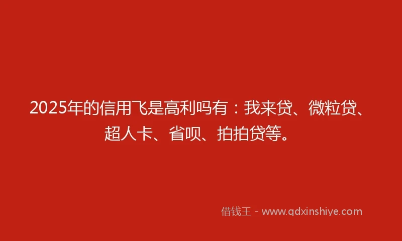 2025年的信用飞是高利吗有：我来贷、微粒贷、超人卡、省呗、拍拍贷等。