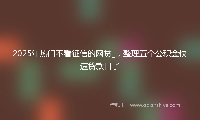 2025年热门不看征信的网贷_，整理五个公积金快速贷款口子