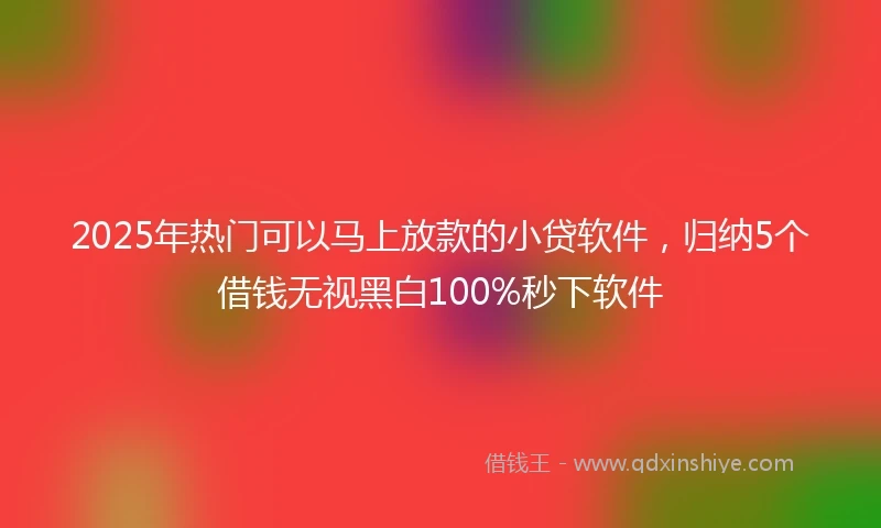 2025年热门可以马上放款的小贷软件，归纳5个借钱无视黑白100%秒下软件