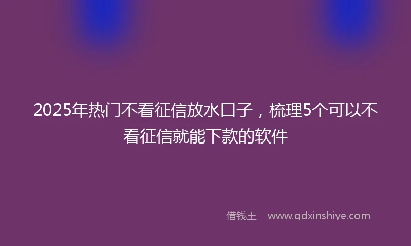 2025年热门不看征信放水口子，梳理5个可以不看征信就能下款的软件