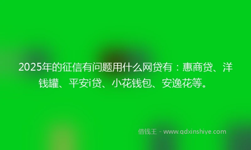 2025年的征信有问题用什么网贷有：惠商贷、洋钱罐、平安i贷、小花钱包、安逸花等。