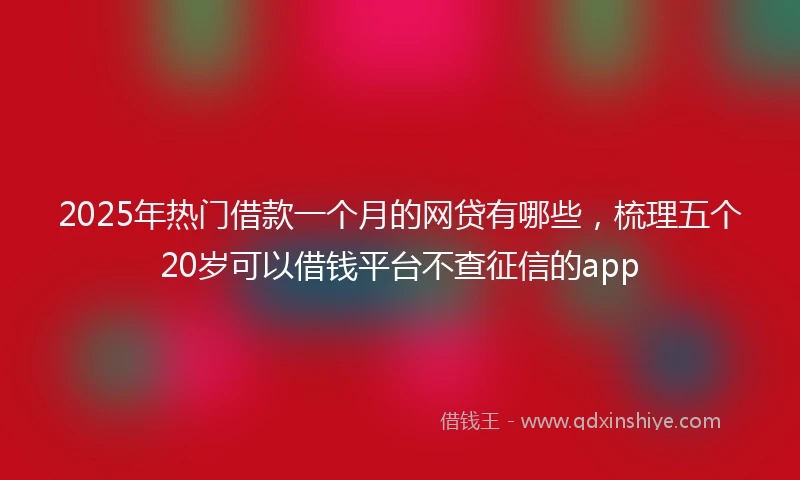 2025年热门借款一个月的网贷有哪些，梳理五个20岁可以借钱平台不查征信的app