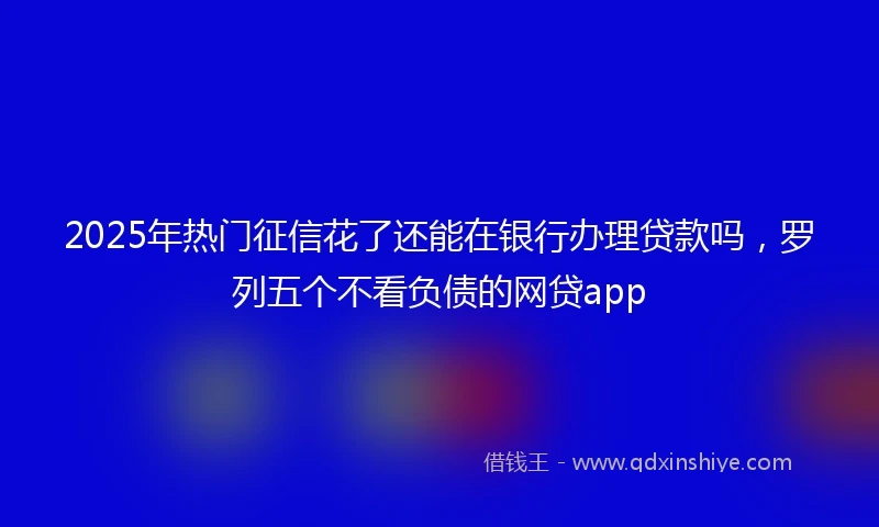2025年热门征信花了还能在银行办理贷款吗，罗列五个不看负债的网贷app
