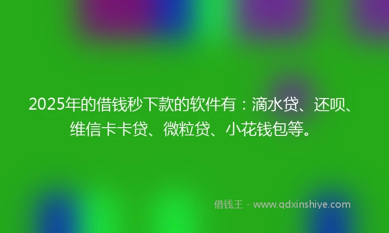 2025年的借钱秒下款的软件有：滴水贷、还呗、维信卡卡贷、微粒贷、小花钱包等。