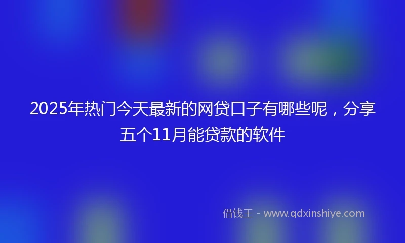 2025年热门今天最新的网贷口子有哪些呢，分享五个11月能贷款的软件
