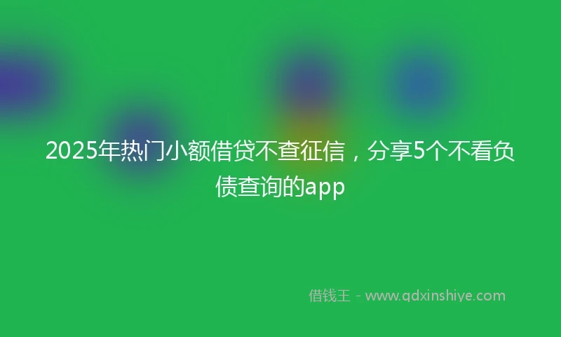 2025年热门小额借贷不查征信，分享5个不看负债查询的app