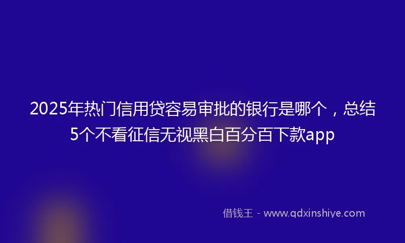 2025年热门信用贷容易审批的银行是哪个，总结5个不看征信无视黑白百分百下款app