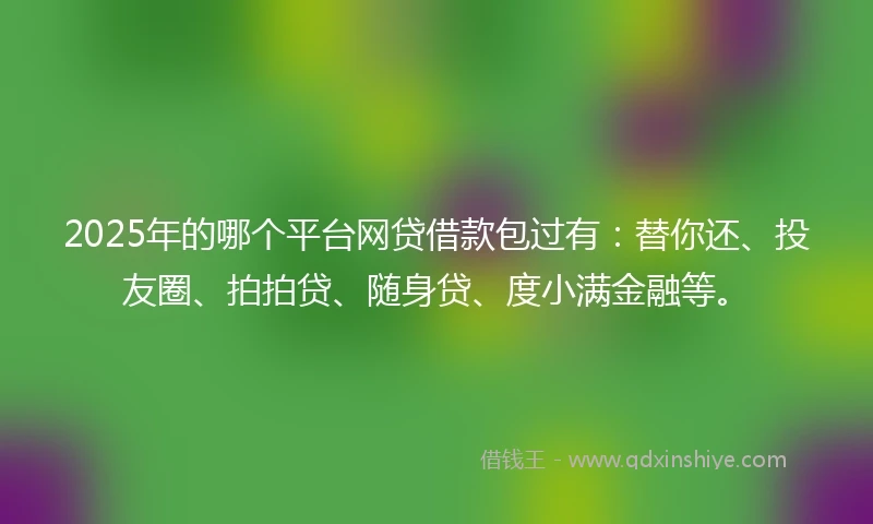 2025年的哪个平台网贷借款包过有：替你还、投友圈、拍拍贷、随身贷、度小满金融等。