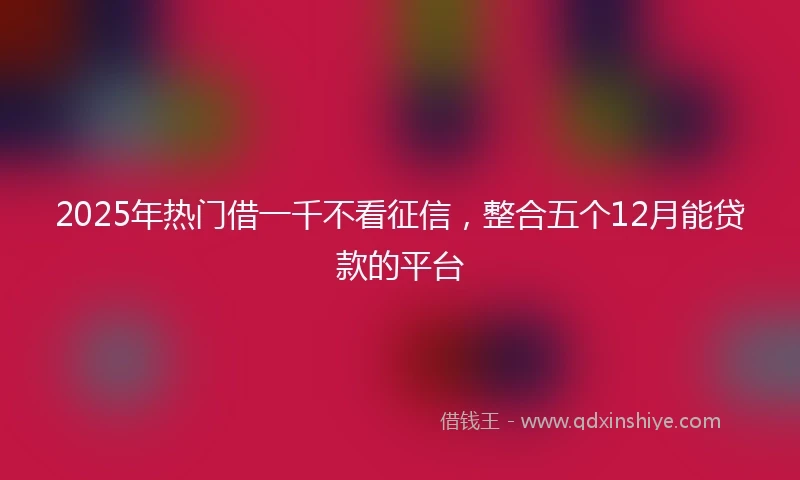 2025年热门借一千不看征信，整合五个12月能贷款的平台