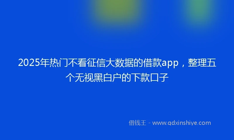 2025年热门不看征信大数据的借款app，整理五个无视黑白户的下款口子