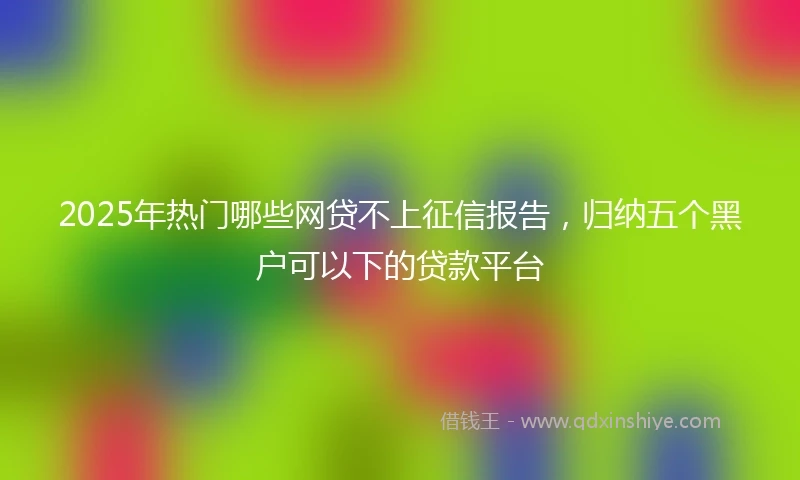 2025年热门哪些网贷不上征信报告，归纳五个黑户可以下的贷款平台