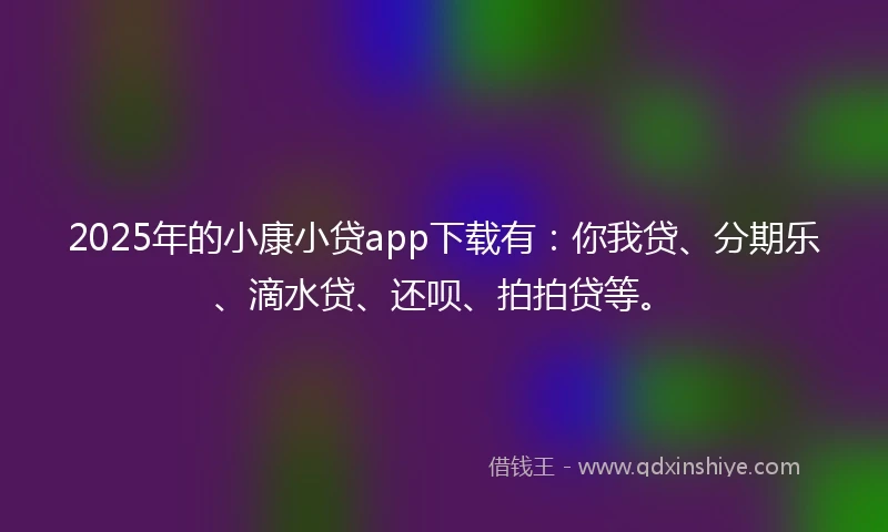 2025年的小康小贷app下载有：你我贷、分期乐、滴水贷、还呗、拍拍贷等。