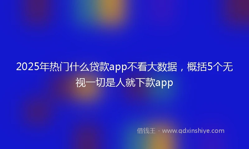 2025年热门什么贷款app不看大数据，概括5个无视一切是人就下款app