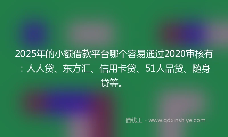 2025年的小额借款平台哪个容易通过2020审核有：人人贷、东方汇、信用卡贷、51人品贷、随身贷等。