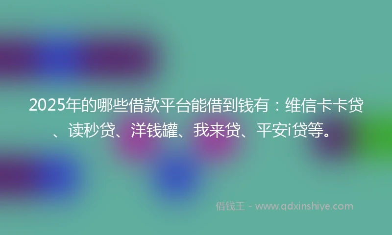 2025年的哪些借款平台能借到钱有：维信卡卡贷、读秒贷、洋钱罐、我来贷、平安i贷等。