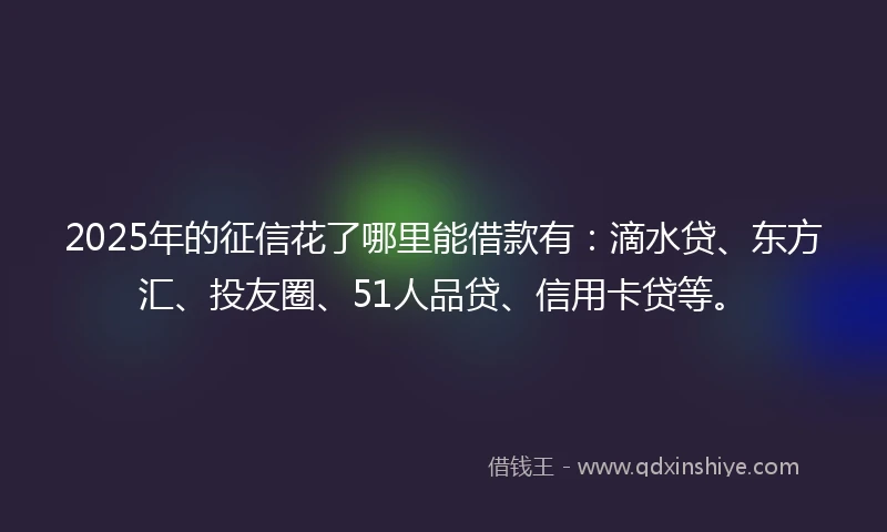 2025年的征信花了哪里能借款有：滴水贷、东方汇、投友圈、51人品贷、信用卡贷等。