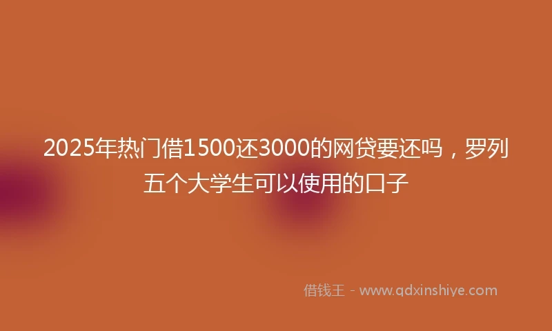 2025年热门借1500还3000的网贷要还吗，罗列五个大学生可以使用的口子