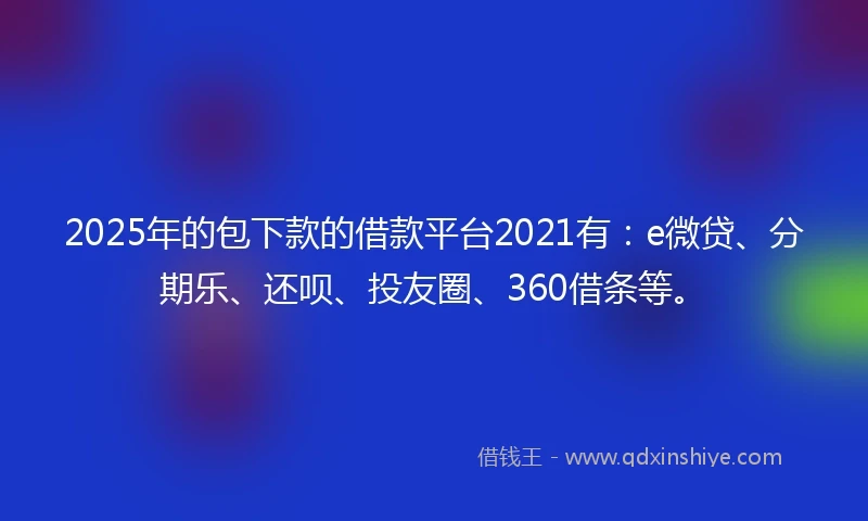 2025年的包下款的借款平台2021有：e微贷、分期乐、还呗、投友圈、360借条等。