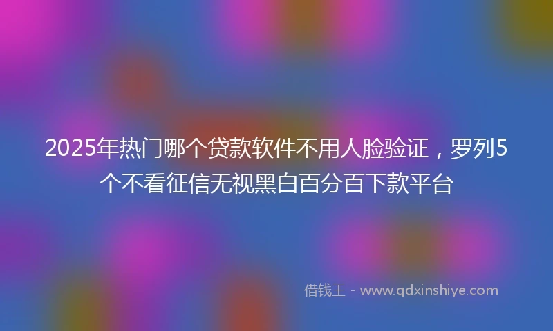 2025年热门哪个贷款软件不用人脸验证，罗列5个不看征信无视黑白百分百下款平台