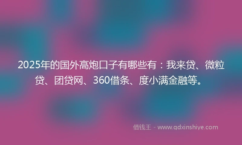 2025年的国外高炮口子有哪些有：我来贷、微粒贷、团贷网、360借条、度小满金融等。