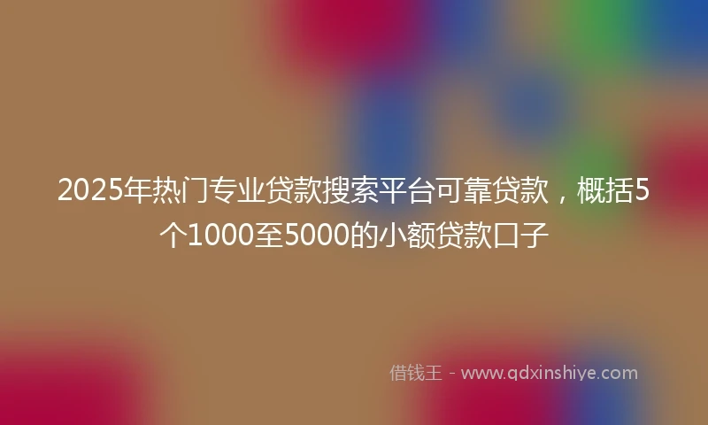 2025年热门专业贷款搜索平台可靠贷款，概括5个1000至5000的小额贷款口子