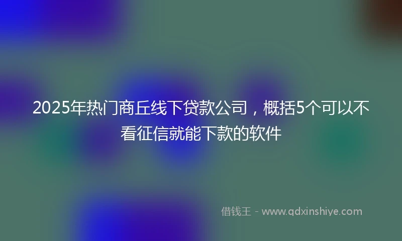 2025年热门商丘线下贷款公司，概括5个可以不看征信就能下款的软件