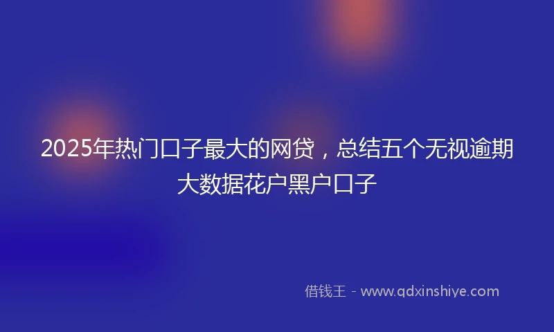 2025年热门口子最大的网贷，总结五个无视逾期大数据花户黑户口子