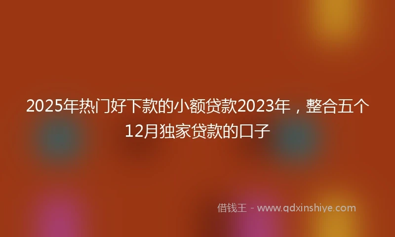 2025年热门好下款的小额贷款2023年，整合五个12月独家贷款的口子