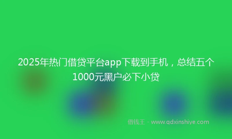 2025年热门借贷平台app下载到手机，总结五个1000元黑户必下小贷