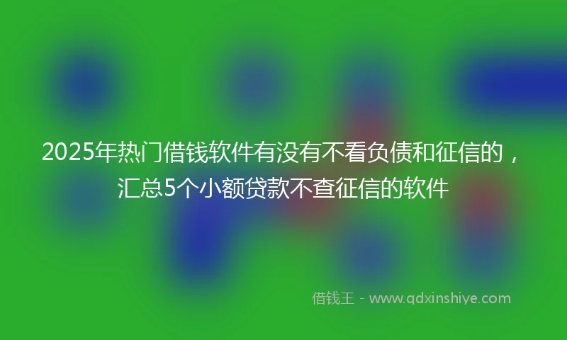 2025年热门借钱软件有没有不看负债和征信的，汇总5个小额贷款不查征信的软件