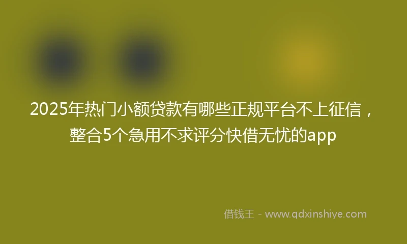 2025年热门小额贷款有哪些正规平台不上征信，整合5个急用不求评分快借无忧的app