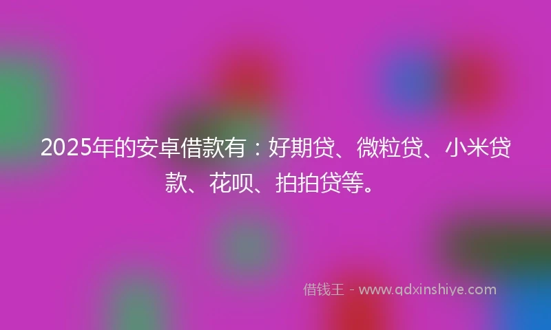 2025年的安卓借款有：好期贷、微粒贷、小米贷款、花呗、拍拍贷等。