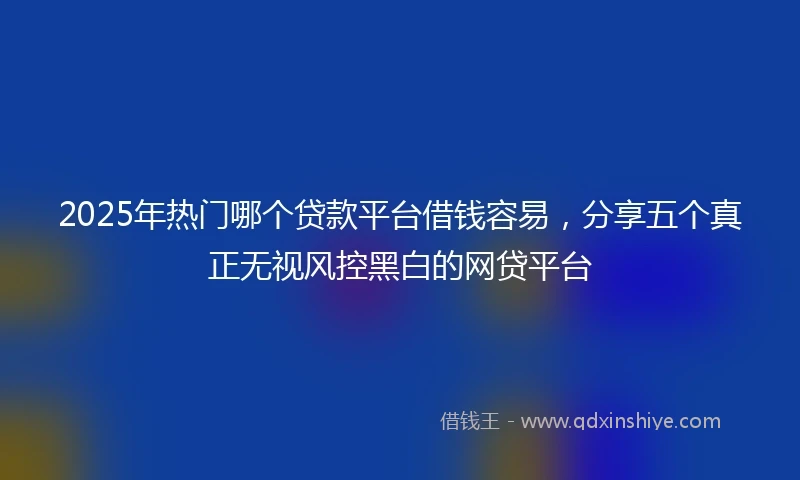 2025年热门哪个贷款平台借钱容易，分享五个真正无视风控黑白的网贷平台