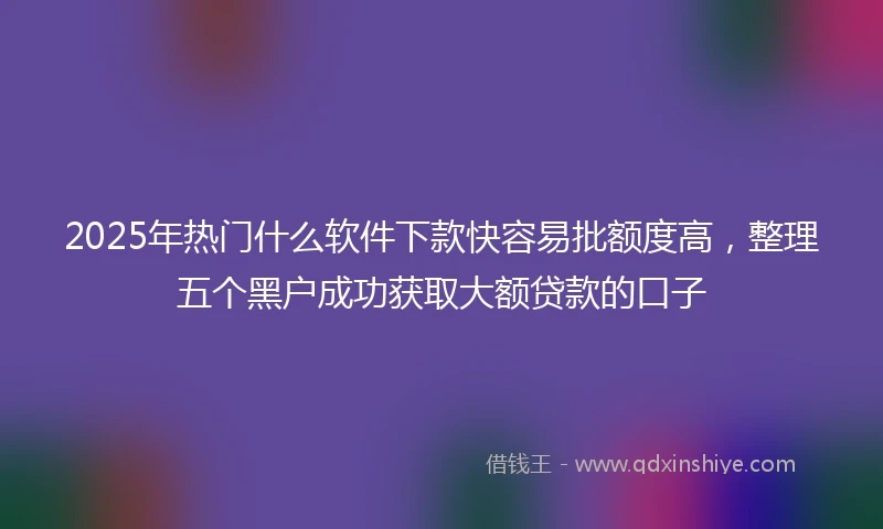 2025年热门什么软件下款快容易批额度高，整理五个黑户成功获取大额贷款的口子