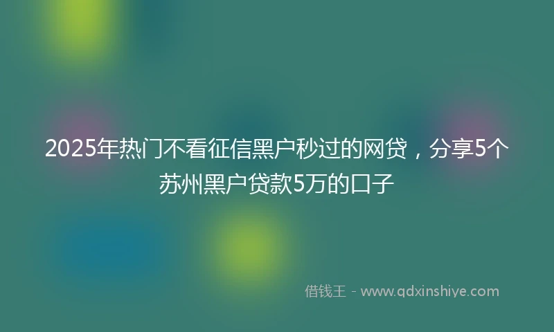 2025年热门不看征信黑户秒过的网贷，分享5个苏州黑户贷款5万的口子